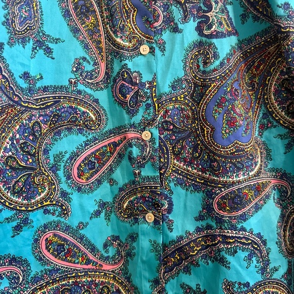 Talbots Top Womens Extra Large Paisley Button Front Mature Art Artsy Ladies - Picture 2 of 10